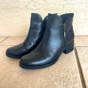 Black leather booties